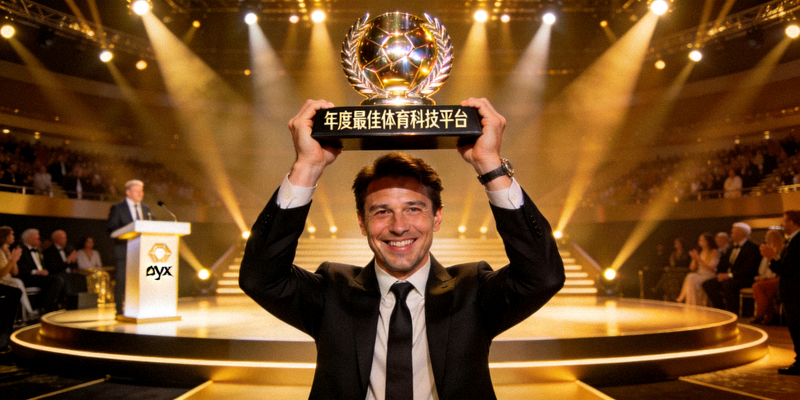 爱游戏体育ayx平台代表在颁奖典礼上手持年度最佳体育科技平台奖杯