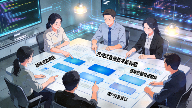 爱游戏体育ayx平台技术团队正在讨论沉浸式直播技术架构图